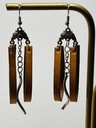BOUCLES D'OREILLES en cuir camel et chaînette