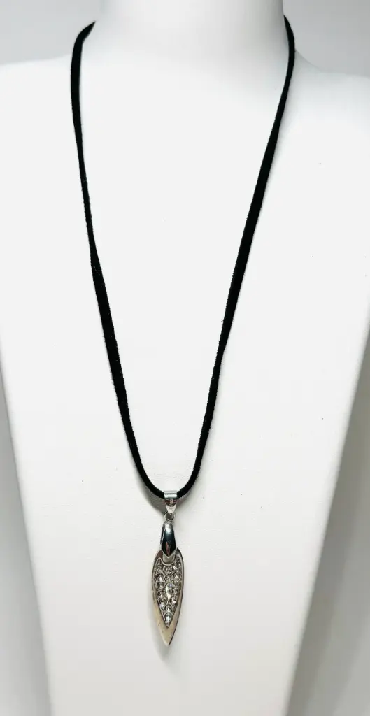 COLLIER Femme "goutte strassée" argentée