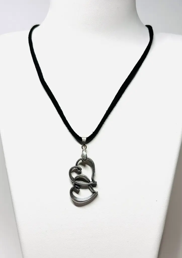 COLLIER Femme "coeurs enlacés" argenté