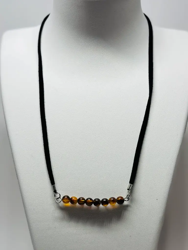 COLLIER mixte "rangée de perles style ambre"