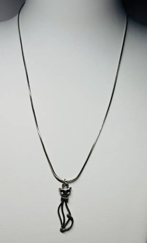 COLLIER Femme "Chat assis" argenté