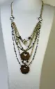 COLLIER Femme en bois, suédine et chaîne argentée 