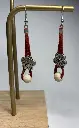BOUCLES D'OREILLES en cuir suédine rouge et bois
