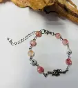 BRACELET Femme fleur et perles rose