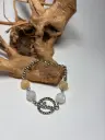 BRACELET Femme en Pierres Agate orangées et blanches