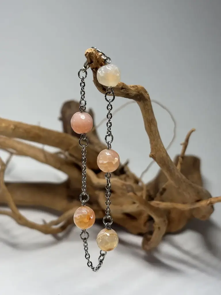 BRACELET Femme en pierres Agate orangées 