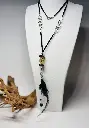 COLLIER Femme noir et plume