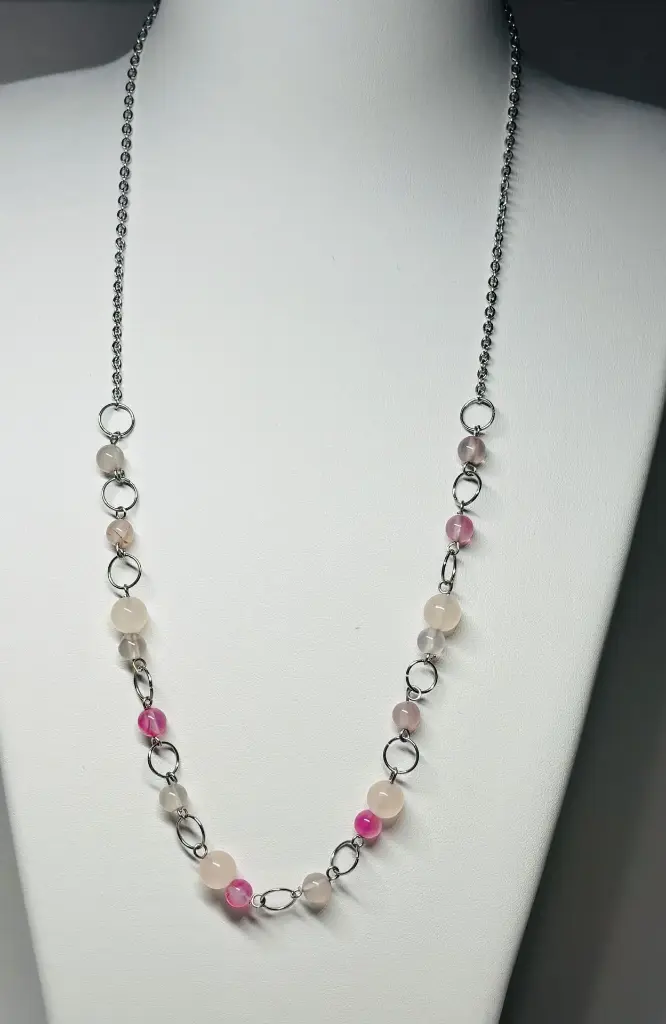 COLLIER Femme style "Quartz" rose