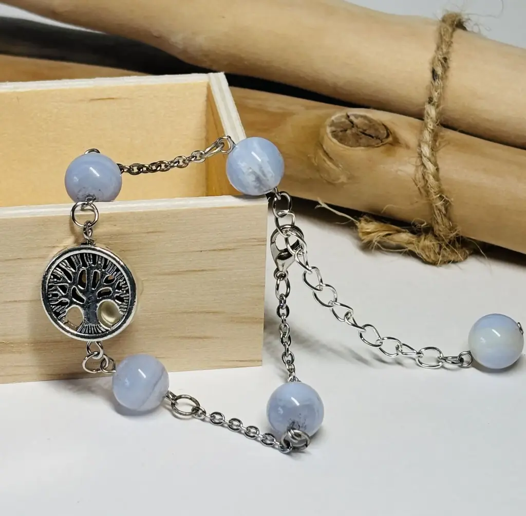 BRACELET Femme en Agate bleuté