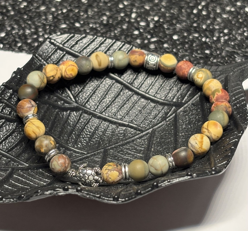 BRACELET Homme en pierres Cherry Jasper mat du Malawi