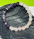 BRACELET Femme en Améthyste du Brésil low et Quartz du Brésil 