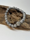 BRACELET Homme en Jaspe Picasso d'Afrique gris mat