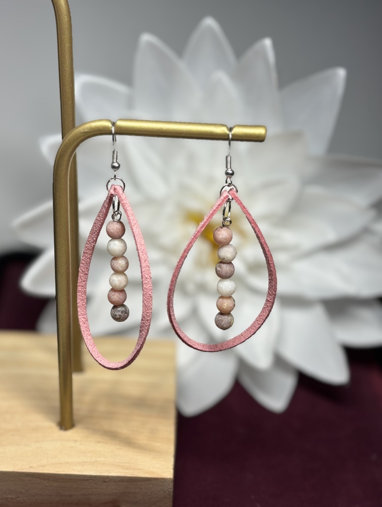 BOUCLES D'OREILLES en Pierres de Lune mix rose