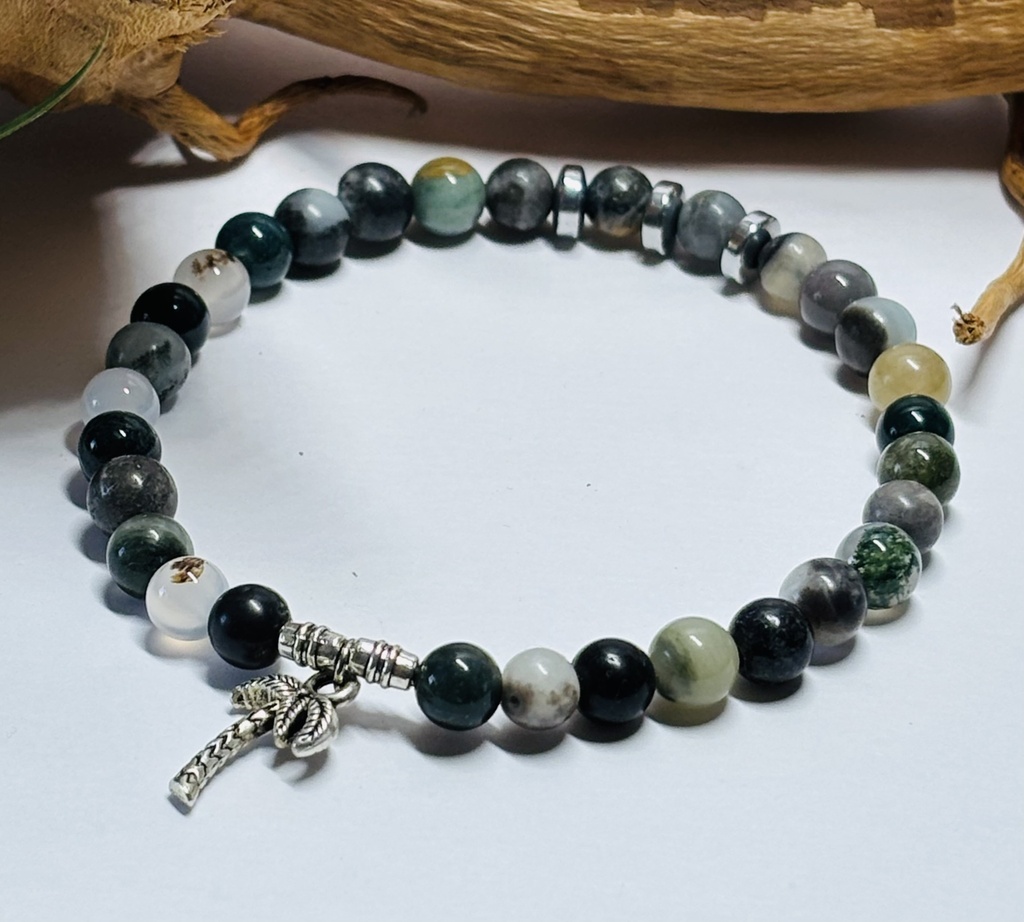 BRACELET Homme pierres naturelles mix grises
