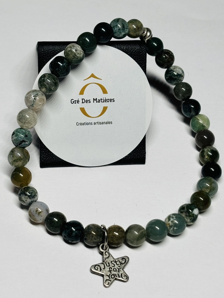 BRACELET Homme en Agate ton vert 