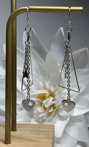 [BOF01] BOUCLES D'OREILLES triangles argentés