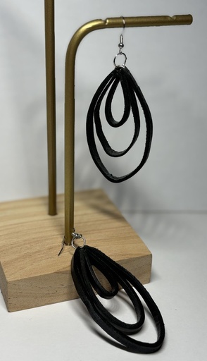 [BOF07] BOUCLES D'OREILLES en cuir 3 spirales