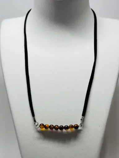 [COLF09] COLLIER mixte "rangée de perles style ambre"