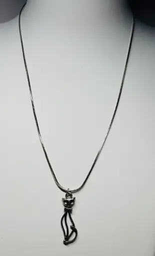 [COLF11] COLLIER Femme "Chat assis" argenté