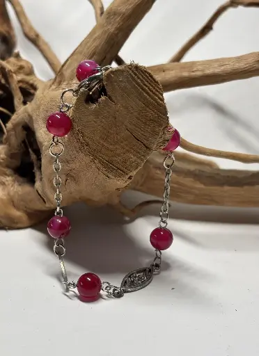 [BRAF17] BRACELET Femme en Jade rose foncé