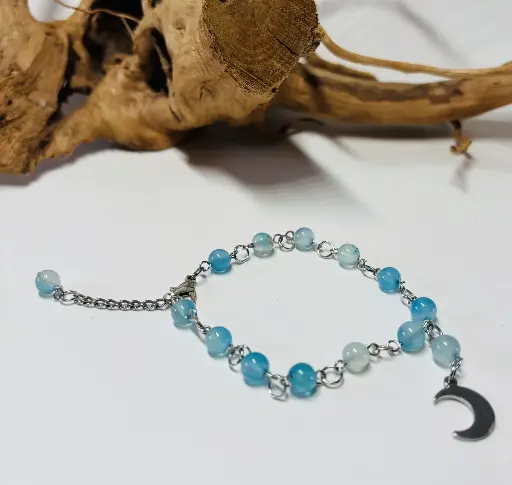 [BRAF23] BRACELET Femme en style Calcédoine bleu