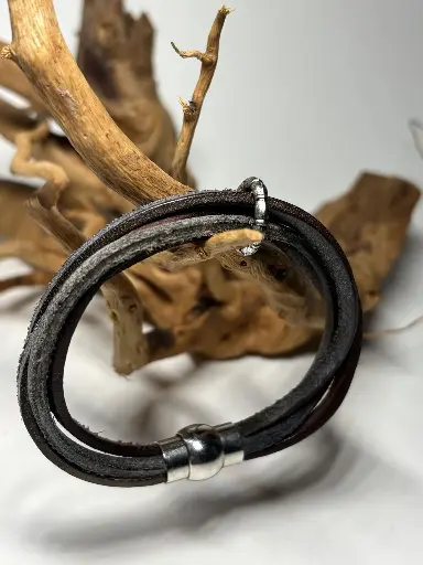 [BRAH36] BRACELET Homme en cuir marron et noir