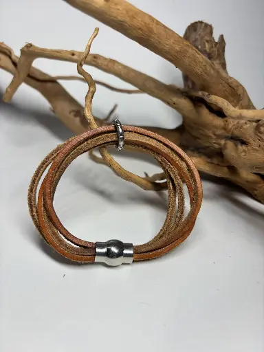 [BRAH37] BRACELET Homme en cuir camel