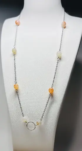 [COLF19] COLLIER-SAUTOIR Femme en Agate orangées