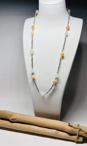 [COLF20] COLLIER Femme en Agate orangées 