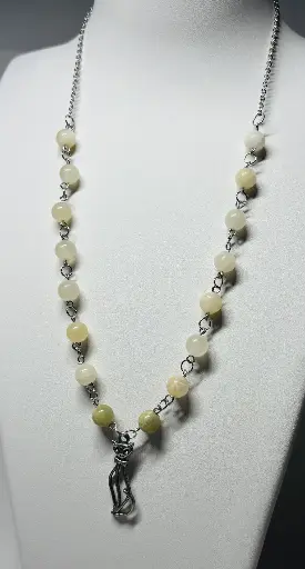 [COLF24] COLLIER Femme en Cornaline beige et "chat