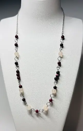 [COLF25] COLLIER Femme rose et grenat