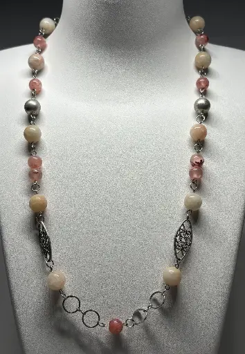 [COLF26] COLLIER Femme en style "Rhodonite"