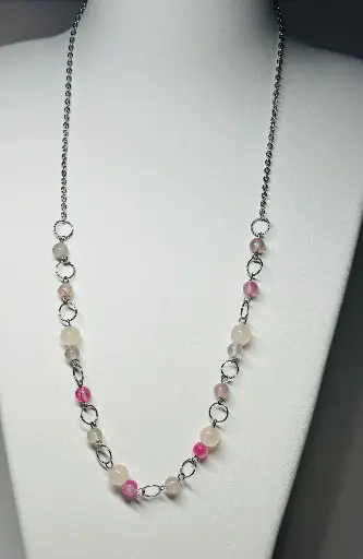 [COLF28] COLLIER Femme style "Quartz" rose