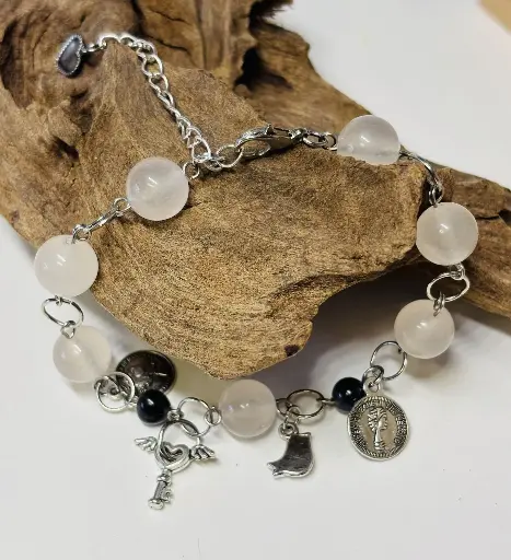 [BRAF36] BRACELET Femme en Quartz rose et grenat