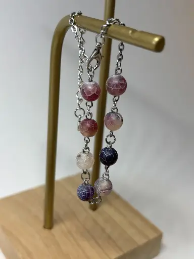 [BRAF38] BRACELET Femme en pierres givrées rosées