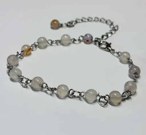 [BRAF44] BRACELET Femme en Agate bleuté/rosé avec reflet