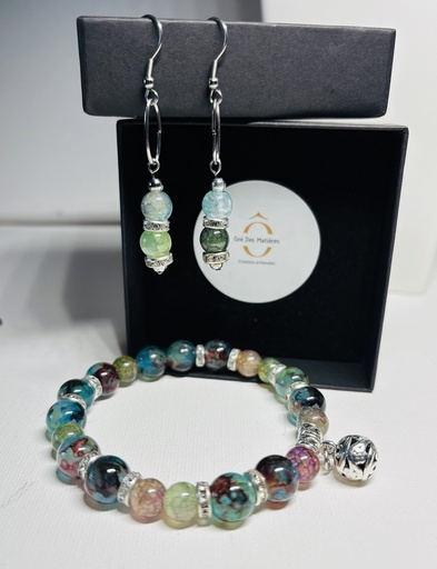 [PARF01] PARURE Femme BRACELET + BOUCLES D'OREILLES  en Opalite