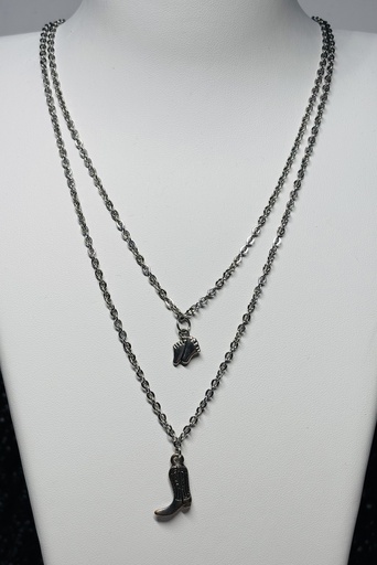 [COLF02] COLLIER Femme argenté 2 niveaux