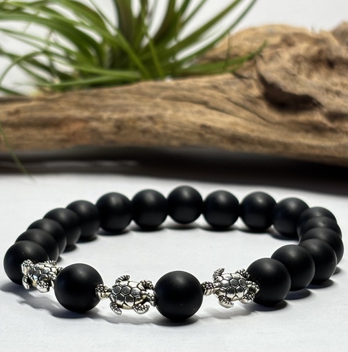 [BRAH04] BRACELET Homme en Onyx noir mat 
