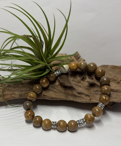 [BRAH26] BRACELET Homme en Jaspe paysagé d'Afrique du Sud