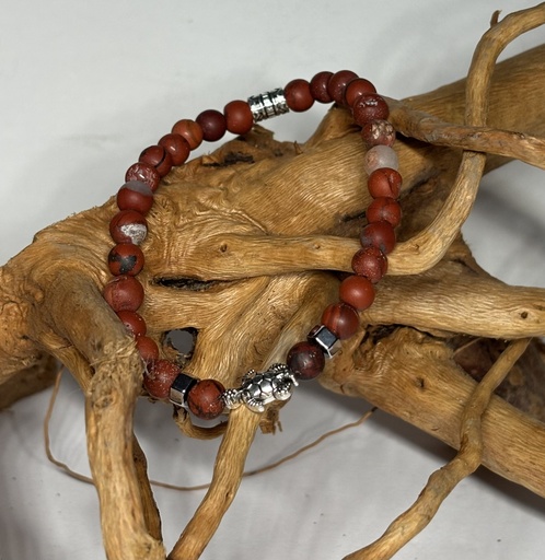 [BRAH27] BRACELET Homme en Jaspe breciated d'Afrique mat