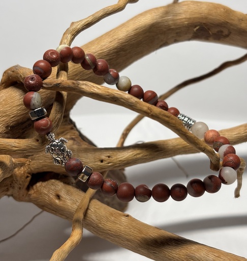 [BRAH28] BRACELET Homme en Jaspe breciated d'Afrique mat