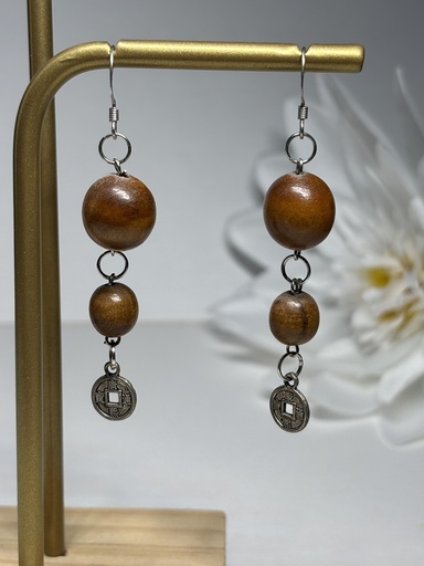 [BOF03] BOUCLES D'OREILLES en perles en bois