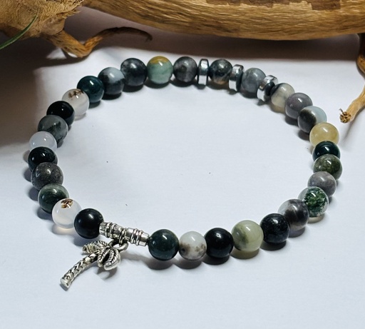 [BRAH19] BRACELET Homme pierres naturelles mix grises