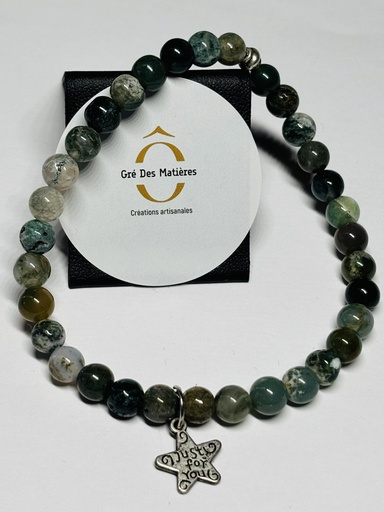 [BRAH20] BRACELET Homme en Agate ton vert 