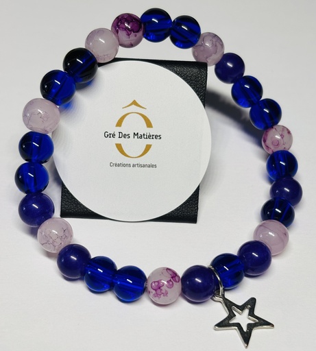 [BRAF06] BRACELET Femme en pierres naturelles tons violet, bleu et rose